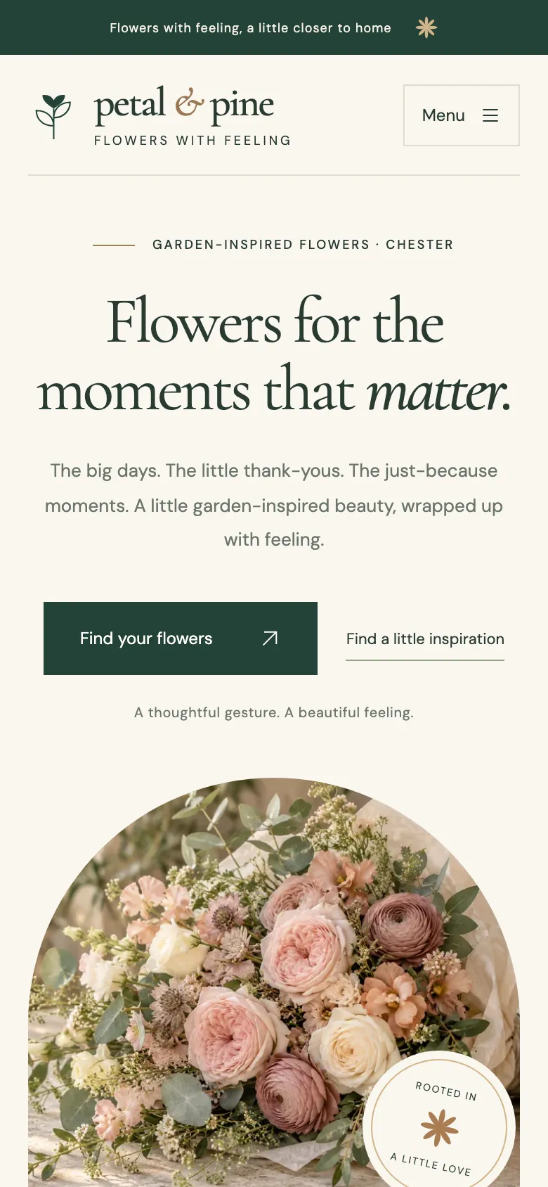 Petal & Pine on a phone